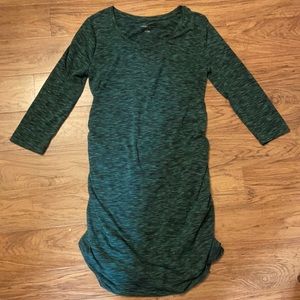 Liz Lange Maternity long sleeve dark green heathered dress, size medium